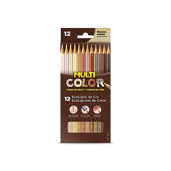 LAPIS DE COR MULTICOLOR SUPER 12 CORES TONS DE PELE